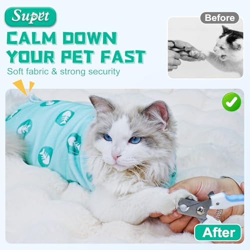 Image of Supet Cat Wrap for Cutting Nails, 2025 Self-Adherent Cat Grooming Wrap, Anti-Escape Calming Swaddle for Medicine, Nail Clipping, Teeth Brushing, Ear Cleaning