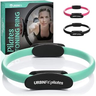 URBNFit Pilates Ring - Fitness Circle, Pelvic Floor Exerciser and Thigh Toner w/Non-Slip, Dual Grip, Foam Pads and Bonus Workout Guide - Colour