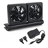 Liveek Aquarium Fan 2 3 4 Heads, Aquarium Chillers Cooling Fan Adjustable Fish Tank Cooling Fan with 2 Wind Speed Fan for Water Tank, Aquarium Tank Chiller (2 Head)