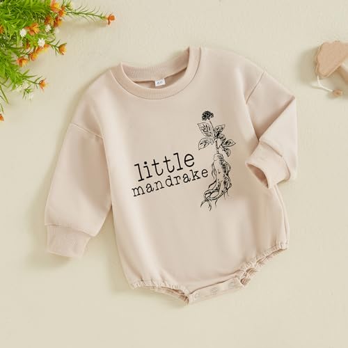 Gueuusu Unisex Baby Boy Girl Halloween Outfit Little Mandrake Bodysuit Long Sleeve Bubble Romper Magic Baby Outfit2