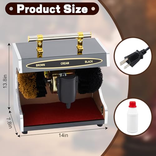 Lounsweer Automatic Electric Shoe Polisher Plug-in Shoe Buffer with Polish Box Dust Removal and Polishing Clean Kit Double Combination Brush for Home Hotel Bank Shopping Mall Entrance