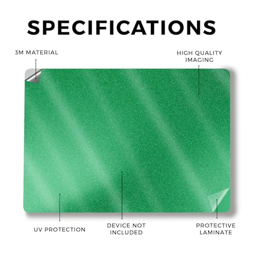 Image of Glossy Glitter Laptop Skin Compatible with Surface Laptop 7 15 inch (2024) - Solid Green - Premium 3M Vinyl Protective Wrap Decal Cover - Easy to Apply | Crafted in The USA by MightySkins