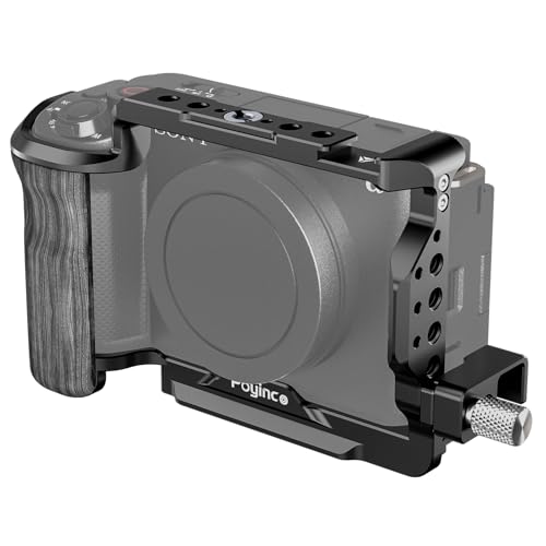 Image of Compatible with Sony ZV-E1 Camera Bracket, Composite Handle and HDMI Cable Clip, NATO Rail, Cold Shoe and Multiple 1 /4 inch and 3 /8 inch Threaded Holes, Aluminum Video Bracket JN-098A