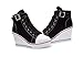 Zoifada Women's Canvas High-Heeled Fashion Sneakers, Black, 10