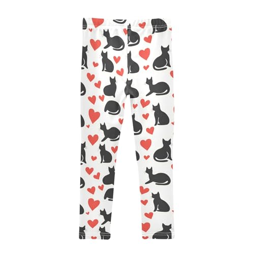 Silhouette Cats Hearts Girls Leggings Athletic Pants Tights Stretch Bottom2