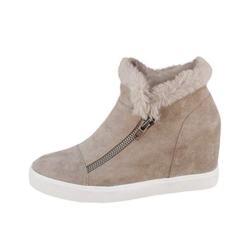 LAICIGO Women Ankle Snow Boots Platform Shoes High-Top Wedges Sneakers Warm Winter Boot