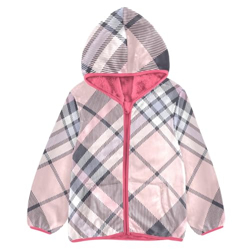 GuoChe Buffalo Plaid Check Tartan Scotland Pink Toddler Girl Fleece Jacket