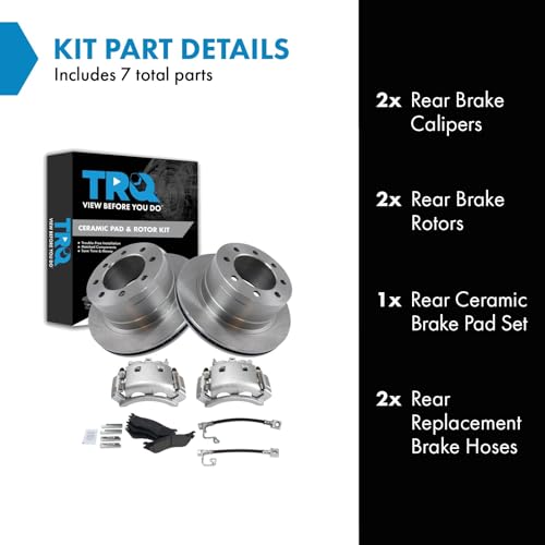 Image of TRQ Rear Brake Pad & Rotor Kit Ceramic Compatible with 2003-2008 Dodge Ram 3500