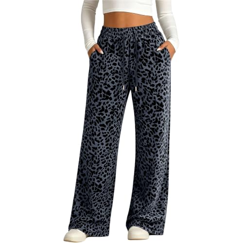 Leopard Cheetah Sweatpants Womens Fall Wide Leg Baggy Trackpants Y2k - image 1