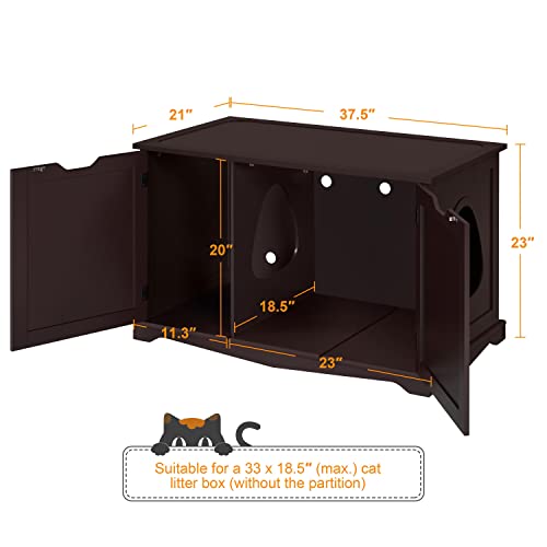 Yaheetech Cat Litter Box Enclosure, Cat Litter Box Furniture Hidden, Wooden Pet Crate Cat Washroom Storage Bench With Divider Home Litter Loo Indoor Cat House Espresso #TOP6