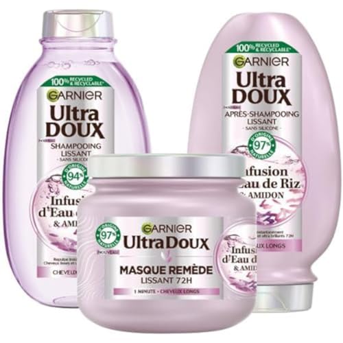 Garnier Ultra Doux - Coffret Routine Lissante Douceur & Brillance - À l’Infusion d’Eau de Riz