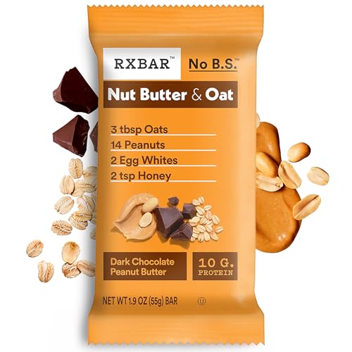 RXBAR Nut Butter and Oat Protein Bars, Protein Snacks, Snack Bars, Dark Chocolate Peanut Butter, 23.2oz Box (12 Bars) - image 8