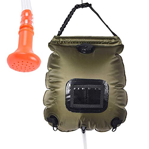 Zooma Bolsa de Ducha para Acampada, Bolsa Solar de Ducha, de PVC con calefacción Solar, Ligera y portátil (1223Estilo, 20L)