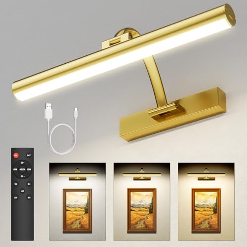 KEILAIMO Picture Lights for Wall Rechargeable, 5200mAh Battery Operated Poster Light with Remote...