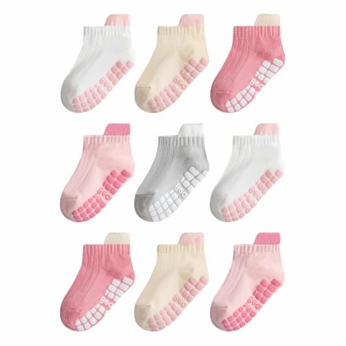 Image of Baby Non Slip Ankle Socks with Grippers (9 Pair) for 6 months-5 years Infant Toddler Boys Girls