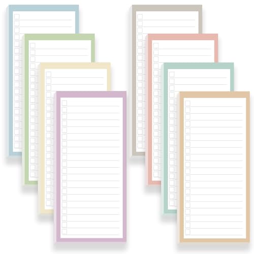 8 Pack Magnetic Notepads for Refrigerator, Assorted Colors Memo Pads with Lined Pages, 30 Sheets Each, Ideal for Grocery Lists, to-Do, & Shopping