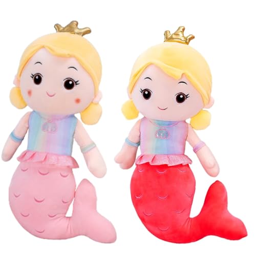 Image of Liquortees Cute Mermaid Plush Toy for Baby Girl - Teddy Bear Doll Gift for Girls Age 5 to 10 Years, Soft Plushies Toys (32 cm Combo Red & Pink)