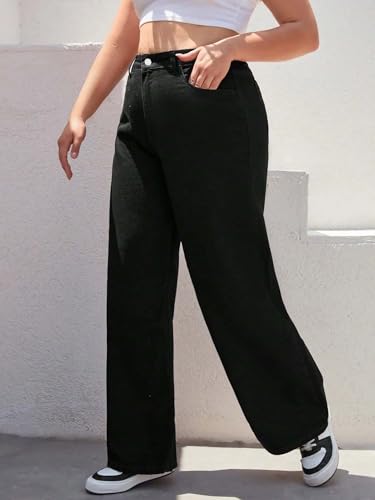 Image of KOTTY Women's Plus Size Straight Fit Denim Jeans with Comfortable Waist and Denim Fabric