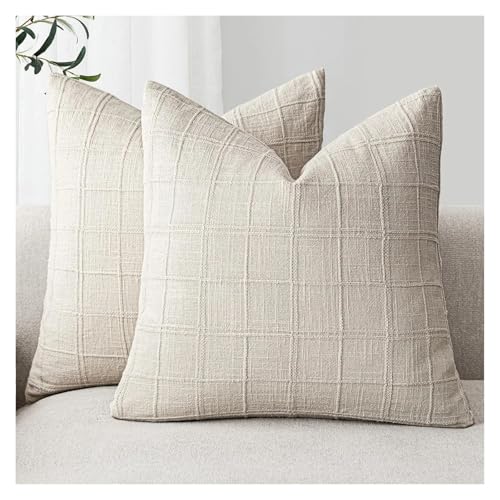Housses de coussin lin 50x50 lot de 2 pour rénover un canapé usé - 3
