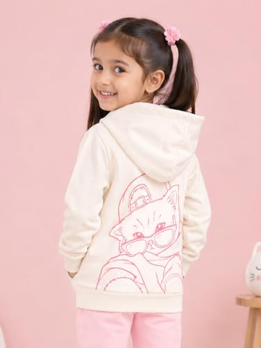 Image of Unisex Kids Solid Full Sleeve Zip Front Open Hooded Sweatshirt