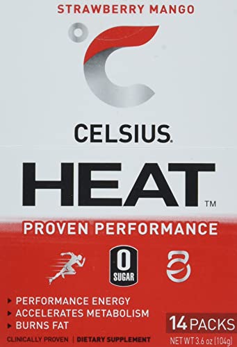 Celsius Heat On-The-Go Performance Energy Powder Sticks, Strawberry Mango Master Case, 14 Count (Pack Of 6) #TOP22