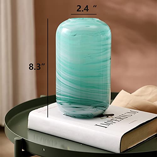 Glass Flower Vase, Blue Hand Blown Glass Vase,Decorative Glass Vase for Home Decor,Modern Floral Vase for Living Room, Centerpieces, Tabletop, Wedding - Image 4