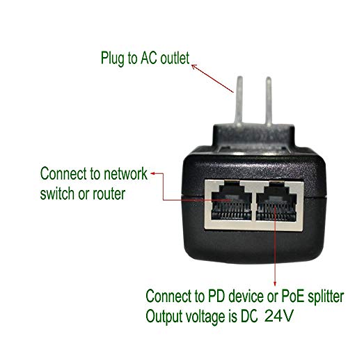 Jeirdus Inyector PoE pasivo de 24 V y 1 A, 4 unidades, fuente de alimentación Power over Ethernet compatible con IEEE 802.3af, 10/100 Mbps, para cámaras IP, puntos de acceso y otros dispositivos miniatura 3
