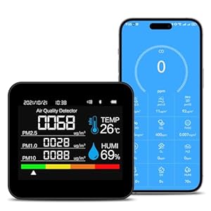 9-in-1 Indoor Air Quality Monitor: Detects PM2.5, PM1.0, PM10, CO2, CO, TVOC, HCHO, Temperature & Humidity for Home, Office, School & Hotel
