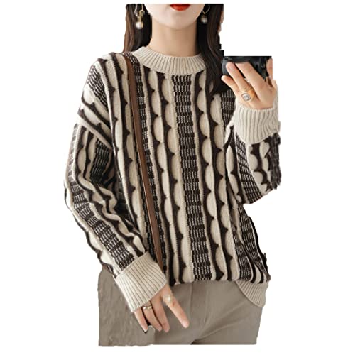Women Wool Sweater Casual Knitwear Thickened Round Neck Ladies Tops Loose Blouse Pullover