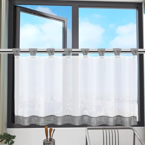 Xyvor Kurzgardine mit Schlaufen, 45 X 120 cm Bistrogardinen...