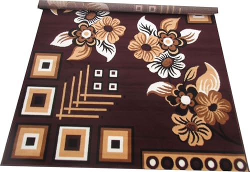 Image of BCF Area Rug 6X8 feet, Brown IJ12 Carpet for Home Decor | Easy to Clean, Anti-Skid Ideal for Living Room, Bedroom, Hall