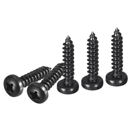 DTGN #4x1/2 Phillips Pan Head Self-tapping Screw - 50Pack - Black Oxide Carbon Steel Sheet Metal Screws Wood Screws