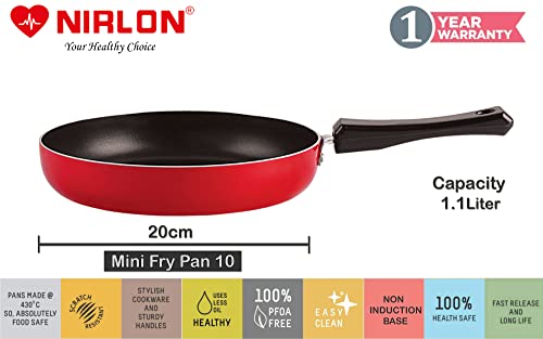 Image of Nirlon 3 Layer Non-Stick Coated Dishwasher Safe Kitchen Utensil Combo Gift Set, 4 Pieces (Flat Tawa|Fry Pan|Casserole|1 Glass Lid)-32mm FT10 FP10 CS12 1GLID