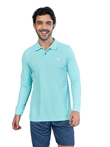 Image of TECHNOSPORT Mens Slim Fit Polyester Active Wear Collar Polo T-Shirt with Long Sleeves for Workout, Sports