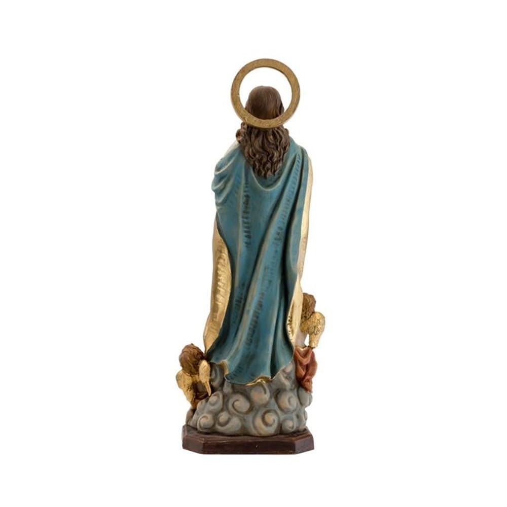 Virgen Inmaculada Figura 33 cm. Escultura ángeles peana Resina