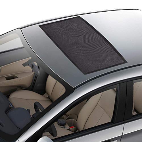 Car Sunroof Sun Shade Magnetic Screen Net Moonroof Mesh 10 Seconds Quick Install Durable UV Sun Protection Cover for Baby Kids Breastfeeding When Parking on Camping Trips- Black