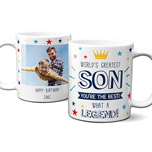 Thoughtful Gifts for Son Mug Personalised Photo Mug Son Gift Worlds Greatest Son Personalised Mug for Son, Personalised Cup for Son, Personalised Gift for Son Birthday Son Christmas