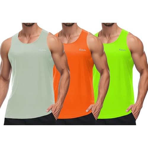 Cakulo Mens Tank Tops Big and Tall Swim Shirts Running Quick Dry Workout Sleeveless Summer Beach Muscle Athletic Top