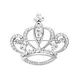 NOUMANDA Women Shiny Rhinestone Crown Brooch Pin (silver)