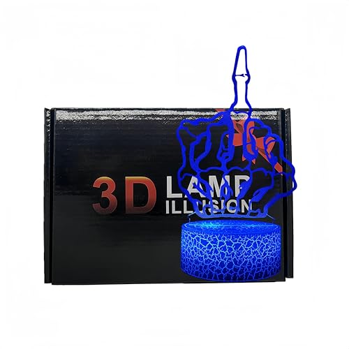 DNTESR 3D Optical Illusion Night Lights Visual Creative LED Desk Lamp Remote Control and Touch Control 7 or 16 Colors Change USB Powered for Home Decorations or Holiday Kids's Gifts (Gesture)