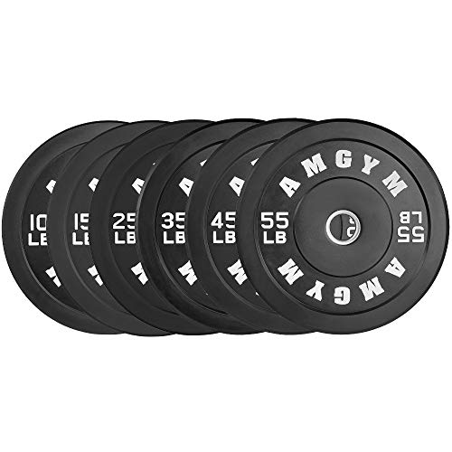 AMGYM LB Bumper Plates Olympic Weight Plates, Bumper Weight Plates, Steel Insert, Strength Training