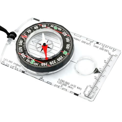 Image of Trekker's Compass Crew Orienteering Compass, Pack of 2, Magnetic Navigation Set for Hiking, Camping, Backpacking, Scout Activities (1 Compass Black)