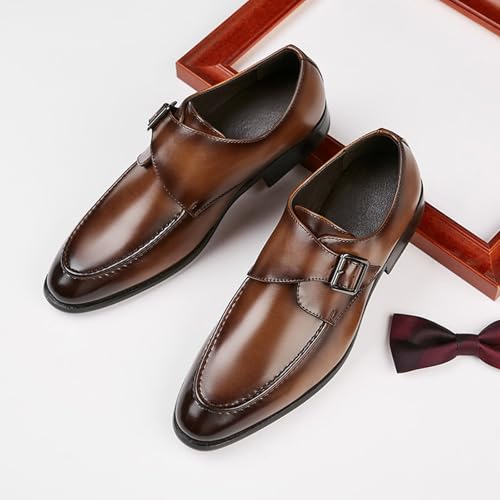 Men's Leather Monk Strap Dress Loafers Fashion Classic Cap Toe Low Top Slip On Oxford Shoes Casual Business Office Wedding Formal Shoes4