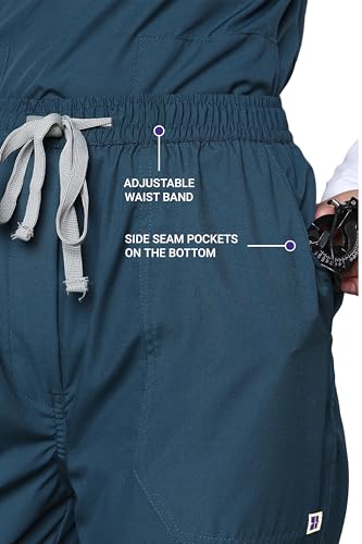 Image of KNYA Classic Women's 5-Pocket New Gen Scrubsuit | V Neck | Customized Name Embroidery | Flexibile & Comfortable Top & Bottom | Easily Accessible Pockets | Uniform for Doctors