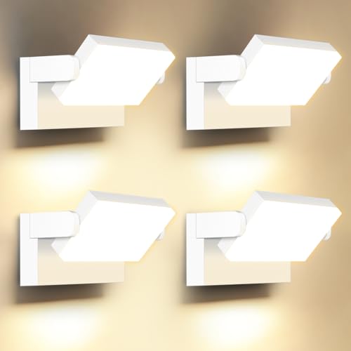 ledmo 4 Pezzi 60W Applique da Parete LED Esterno 360° Moderno Lampade da Esterno Regolabile Faretto Led da Esterno per Terrazza Ingresso Giardini, Bianco, 126 LEDs, 5000 Lumen, Bianco Caldo 3000K IP65