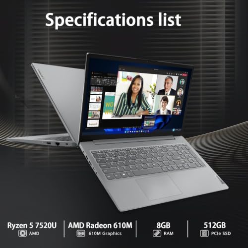 Image of Lenovo Laptop Computer for Home, Student, Business (15.6 inch FHD, AMD Ryzen 5 7520U (> Intel i5-1235U), 8GB RAM, 512GB SSD), Numeric Keypad, Webcam w /Shutter, Ethernet, Wi-Fi 6, Win 11 Pro (Renewed)