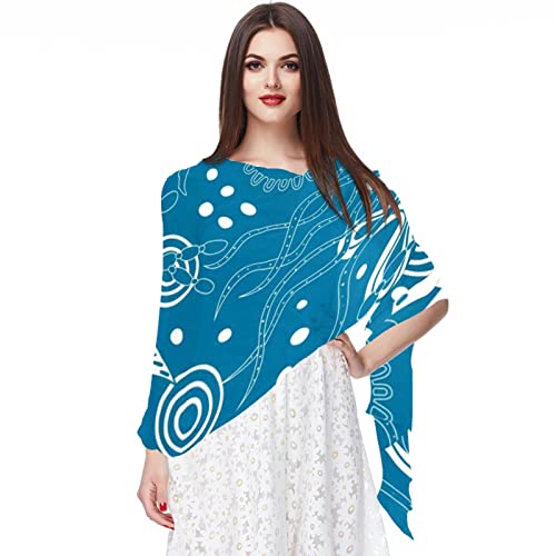 Bufanda de gasa ligera, suave, transparente, larga, para todas las estaciones, colección azul, mundo marino, Varios colores