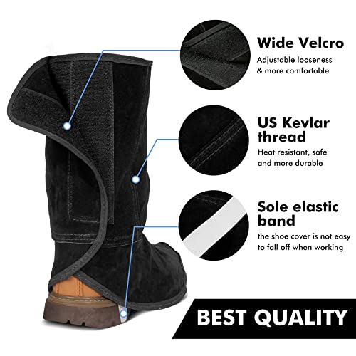 LeaSeek Leather Welding Spats, Flame and Abrasion Resistant Welding Boot Covers - Image 2