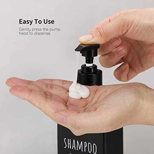 Image of Segbeauty Black Soap Dispenser, 2pcs 16.9oz Square Plastic Pump Press Shower Bottles, 500ml Empty Refillable Bathroom Shower Dispenser Containers for Shampoo Conditioner Lotion Gel Liquid Soap
