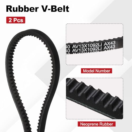 Image of AX43 Belt, Raw Edge Cogged Industrial Rubber EPDM V-Belt, Pack of 2 | 1 /2 inch(13mm) Width x 43 inch(1092mm) Inside Circumference x 5 /16 inch(8mm) Height